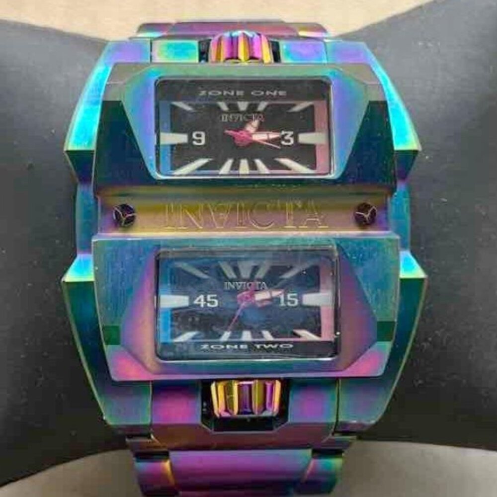 Invicta Akula Dual Time Men 50mm Iridescent Swiss Quartz Watch 41712 Pre Owned